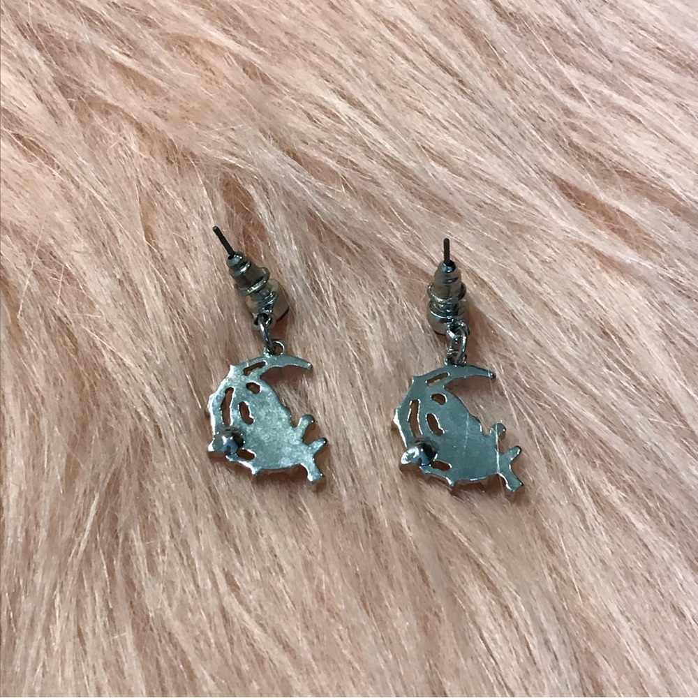 Fairy Sitting on the Moon Blue Stud Earrings - Picture 3 of 4